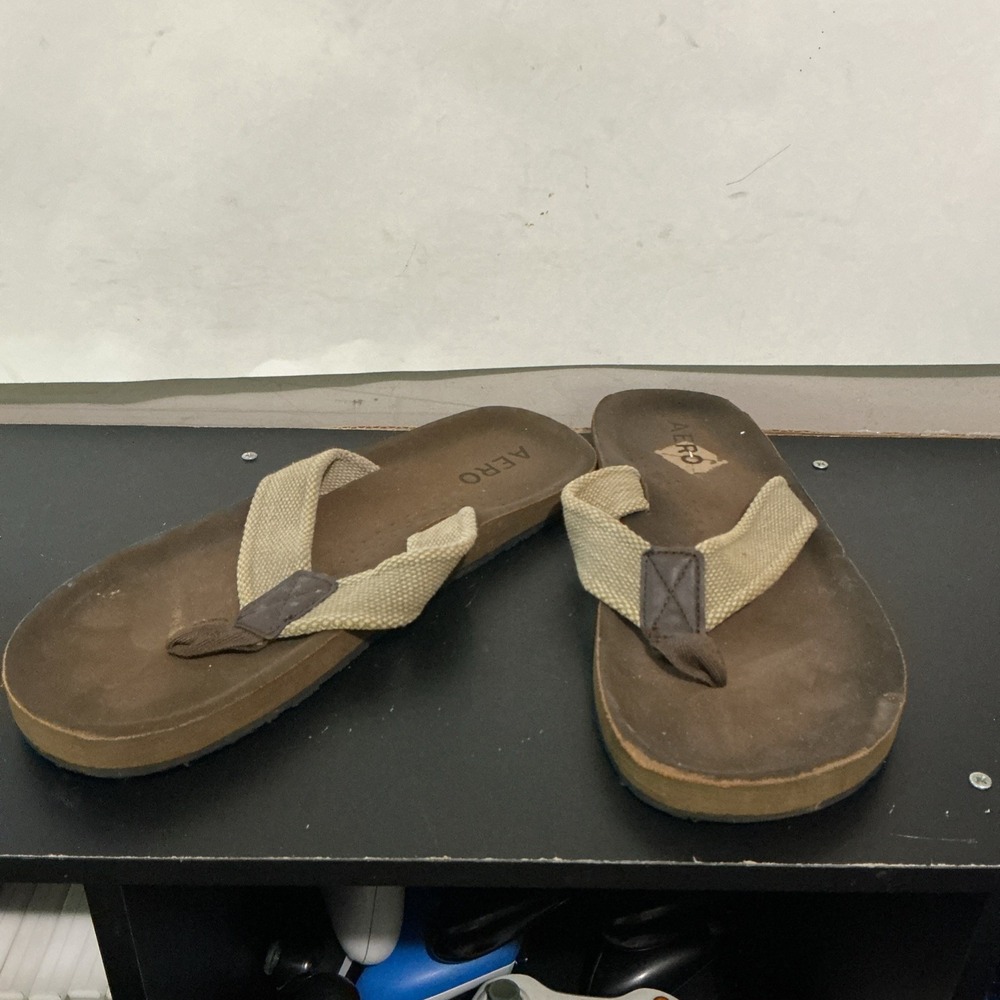Aero 1987 Men's Brown Flip Flops Sandal 12" Long